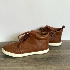 Boys Brown Leather High Top Size 3 - EUC